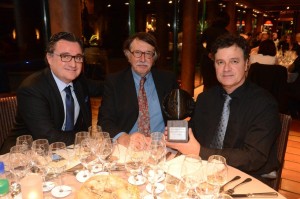 Stéphane Sessé Président du Wine and Business Club de PErpignan, Gérard Roussel Président de l'association Prix Alfred Sauvy et André Allemand lauréat 2013